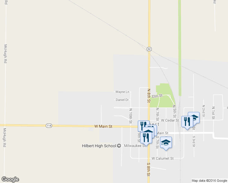 map of restaurants, bars, coffee shops, grocery stores, and more near 98 Wayne Lane in Hilbert