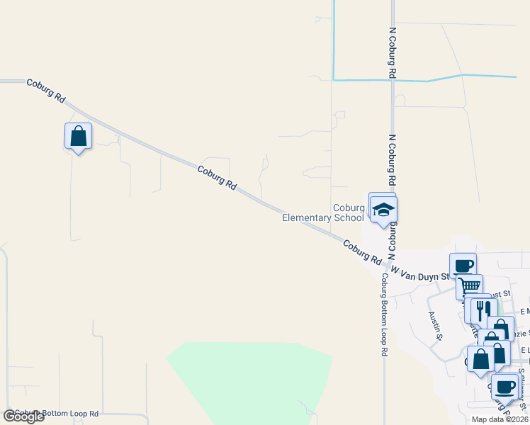 map of restaurants, bars, coffee shops, grocery stores, and more near 91318 Coburg Road in Eugene