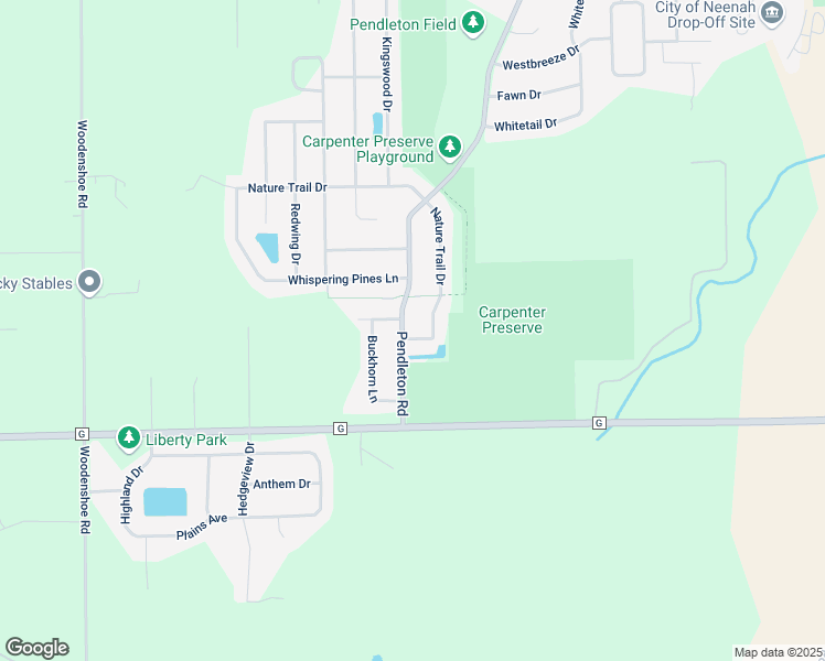map of restaurants, bars, coffee shops, grocery stores, and more near 1205 Nature Trail Drive in Neenah