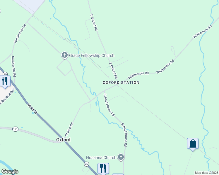 map of restaurants, bars, coffee shops, grocery stores, and more near 104 Station Road in Oxford