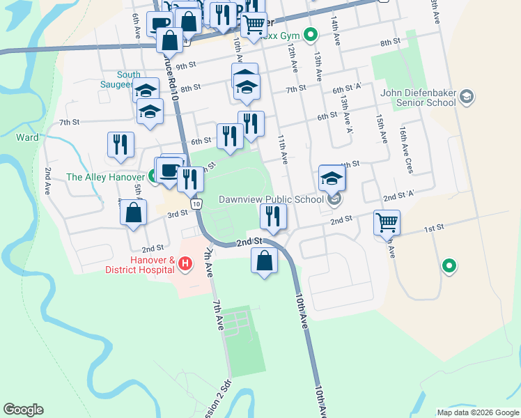 map of restaurants, bars, coffee shops, grocery stores, and more near 164 11th Avenue in Hanover