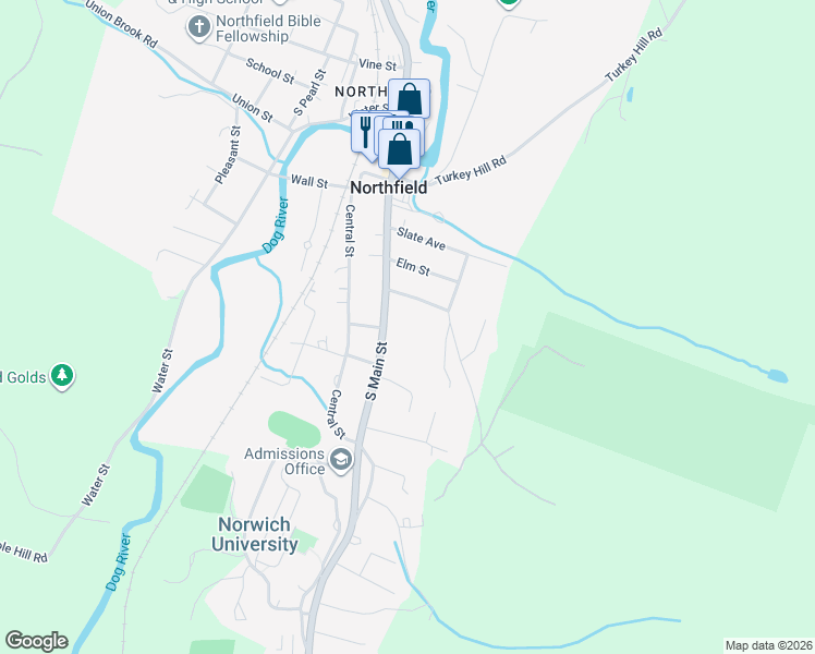 map of restaurants, bars, coffee shops, grocery stores, and more near 50 Prospect Street in Northfield