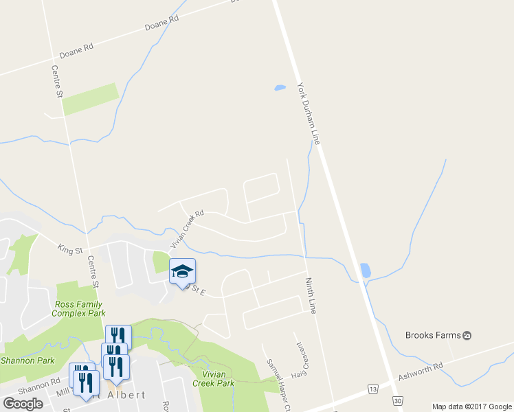 map of restaurants, bars, coffee shops, grocery stores, and more near 93 Ridge Gate Crescent in Mount Albert