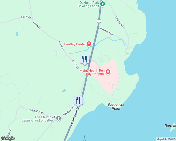 map of restaurants, bars, coffee shops, grocery stores, and more near 773 Commercial Street in Rockport
