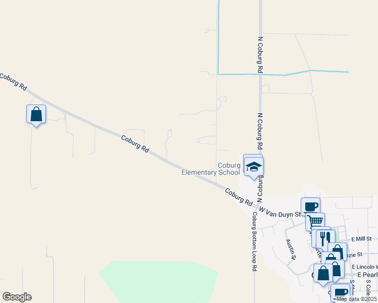 map of restaurants, bars, coffee shops, grocery stores, and more near 91299 Coburg Road in Eugene