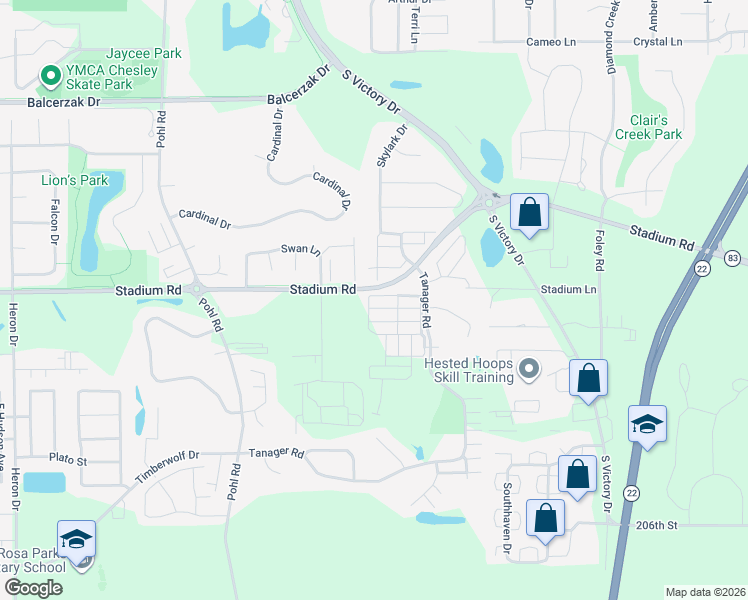 map of restaurants, bars, coffee shops, grocery stores, and more near 152 Tanager Path in Mankato