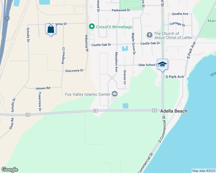 map of restaurants, bars, coffee shops, grocery stores, and more near 2647 Marathon Avenue in Neenah
