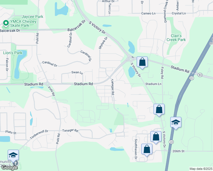 map of restaurants, bars, coffee shops, grocery stores, and more near 120 Tanager Path in Mankato