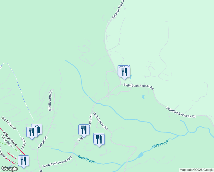 map of restaurants, bars, coffee shops, grocery stores, and more near 18 Club Sugarbush South Drive in Warren