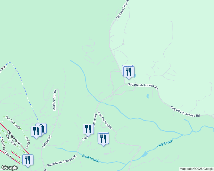 map of restaurants, bars, coffee shops, grocery stores, and more near 18 Club Sugarbush South Drive in Warren