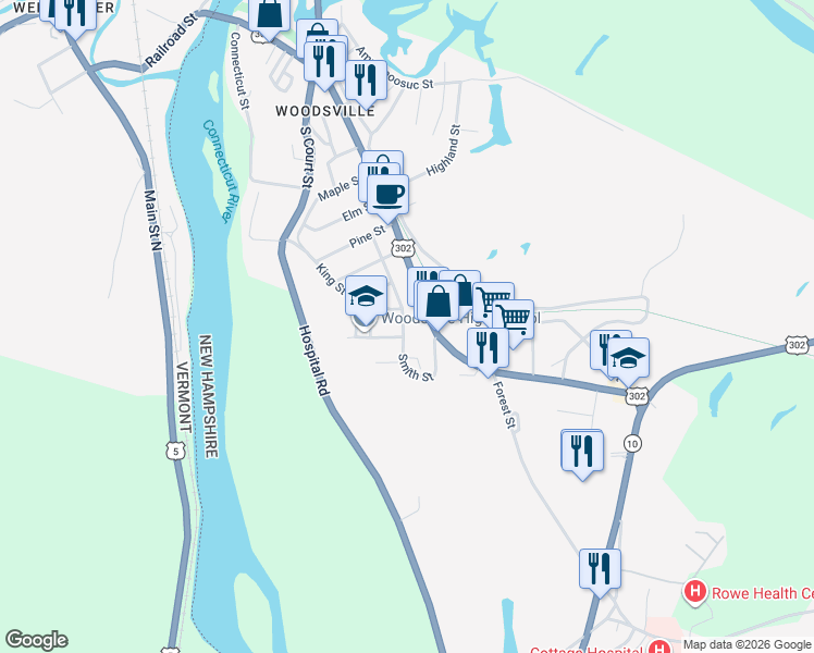 map of restaurants, bars, coffee shops, grocery stores, and more near 187 Central Street in Haverhill