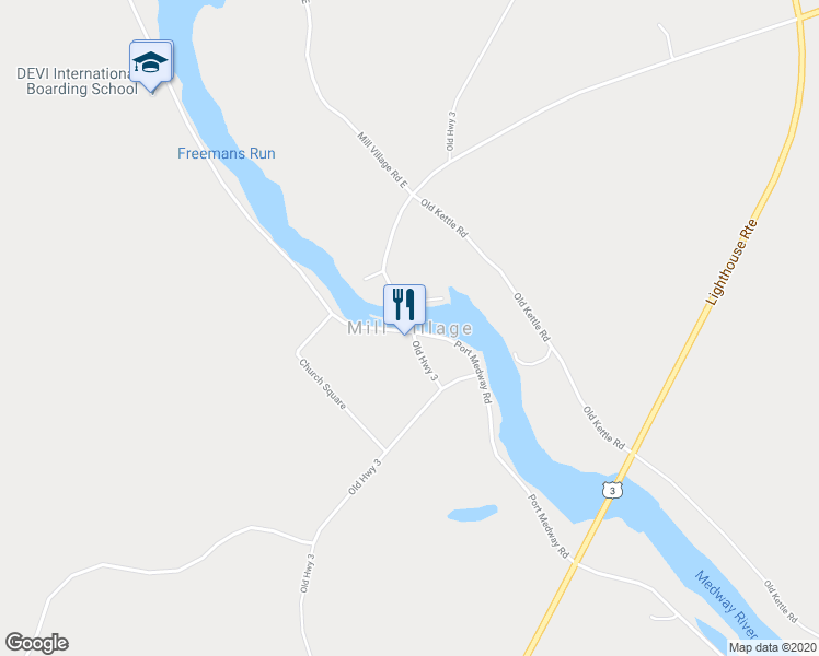 map of restaurants, bars, coffee shops, grocery stores, and more near in Mill Village