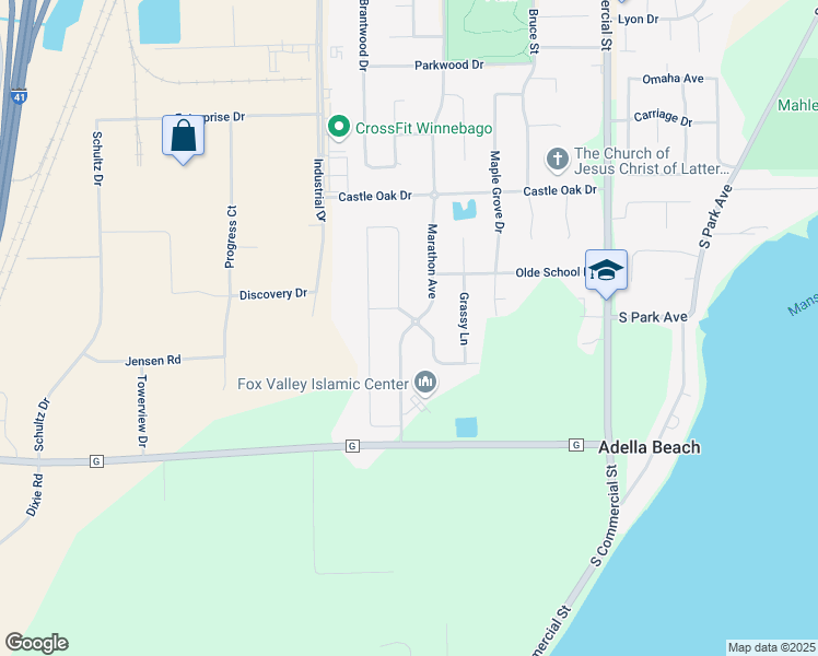 map of restaurants, bars, coffee shops, grocery stores, and more near 2647 Marathon Avenue in Neenah