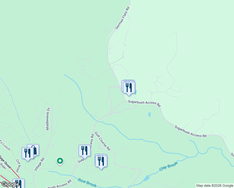 map of restaurants, bars, coffee shops, grocery stores, and more near 148 Club Sugarbush North Road in Warren
