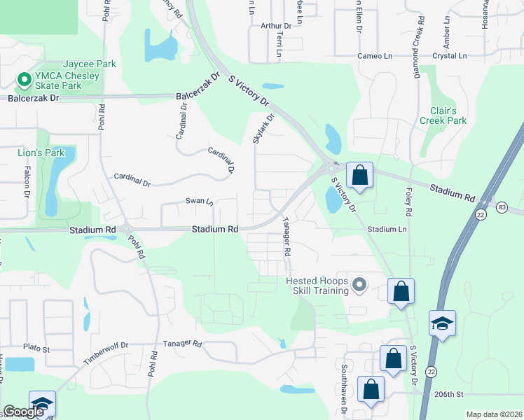 map of restaurants, bars, coffee shops, grocery stores, and more near 509 East Skylark Trail in Mankato