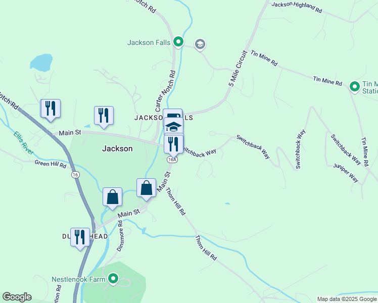 map of restaurants, bars, coffee shops, grocery stores, and more near 26 Bear Lane in Jackson
