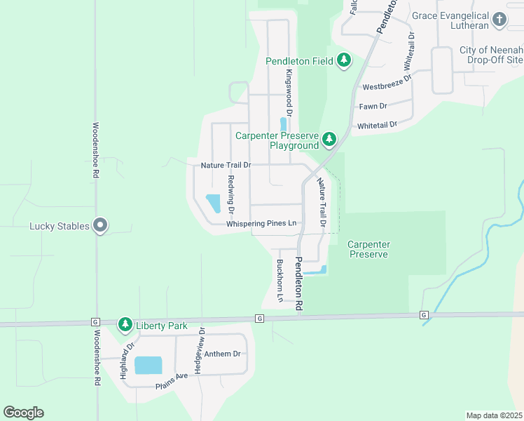 map of restaurants, bars, coffee shops, grocery stores, and more near 1327 Winter Wheat Drive in Neenah