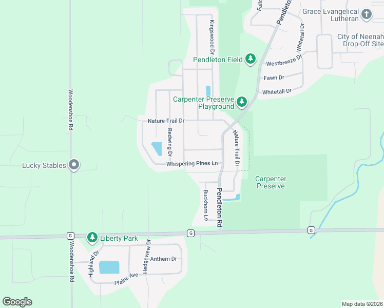 map of restaurants, bars, coffee shops, grocery stores, and more near 1327 Winter Wheat Drive in Neenah