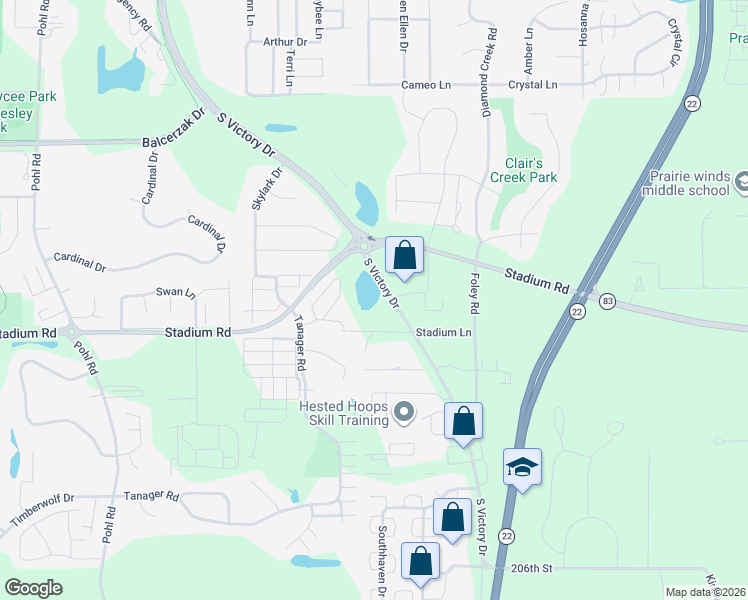 map of restaurants, bars, coffee shops, grocery stores, and more near 1570 Stadium Lane in Mankato
