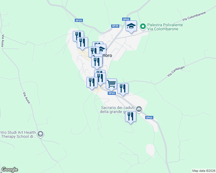 map of restaurants, bars, coffee shops, grocery stores, and more near 101 Via Cantalupo in Bertinoro