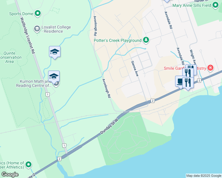 map of restaurants, bars, coffee shops, grocery stores, and more near 142 Avonlough Road in Belleville
