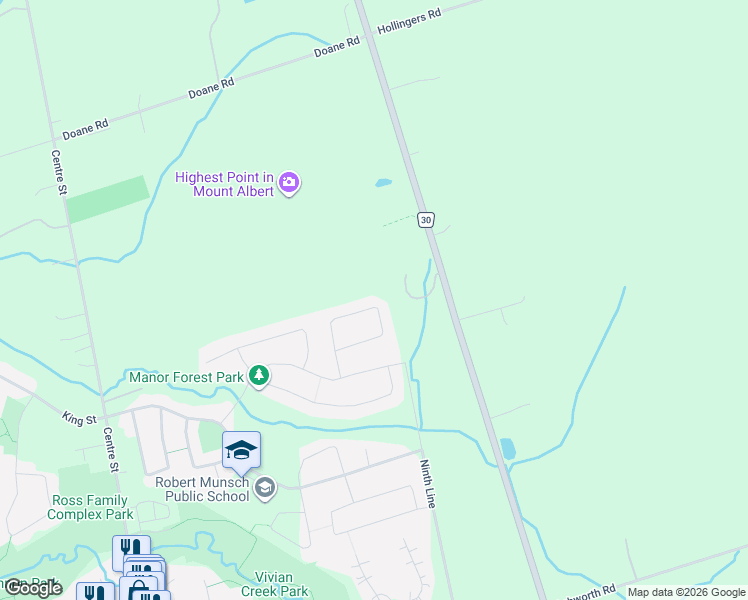 map of restaurants, bars, coffee shops, grocery stores, and more near 58 Ridge Gate Crescent in East Gwillimbury