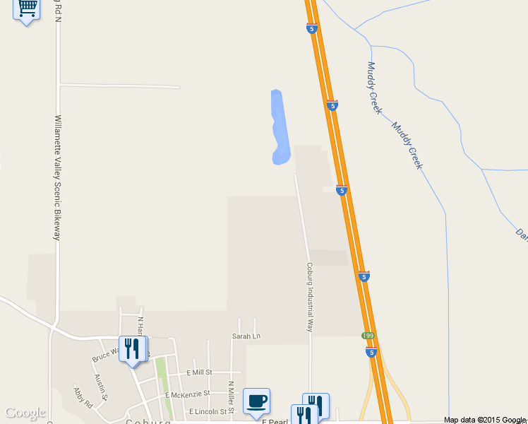 map of restaurants, bars, coffee shops, grocery stores, and more near 91384 Coburg Industrial Way in Coburg
