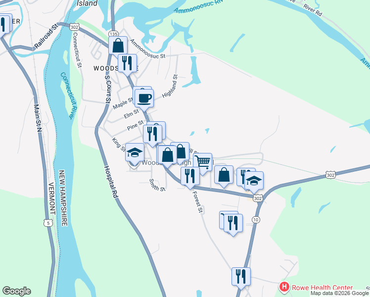 map of restaurants, bars, coffee shops, grocery stores, and more near 38 Mill Street in Haverhill