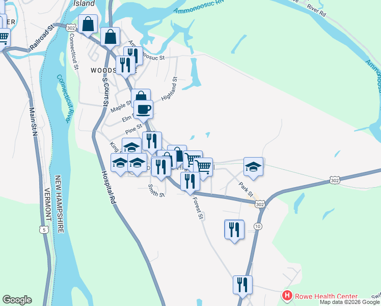 map of restaurants, bars, coffee shops, grocery stores, and more near 38 Mill Street in Haverhill