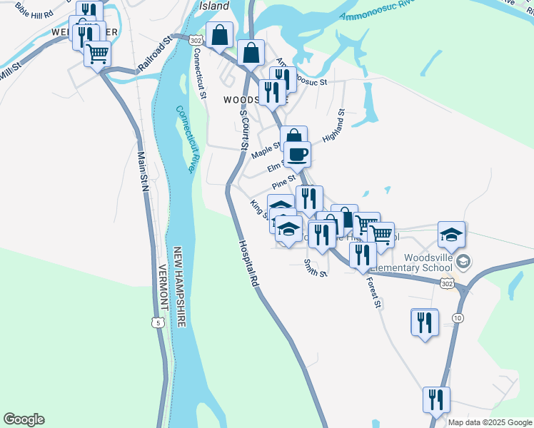 map of restaurants, bars, coffee shops, grocery stores, and more near 22 Beech Street in Haverhill