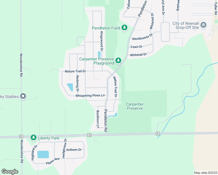 map of restaurants, bars, coffee shops, grocery stores, and more near 1616 Pendleton Road in Neenah