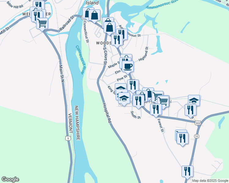 map of restaurants, bars, coffee shops, grocery stores, and more near 22 Beech Street in Haverhill