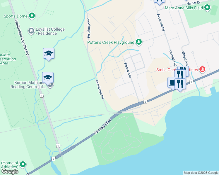 map of restaurants, bars, coffee shops, grocery stores, and more near 142 Avonlough Road in Belleville