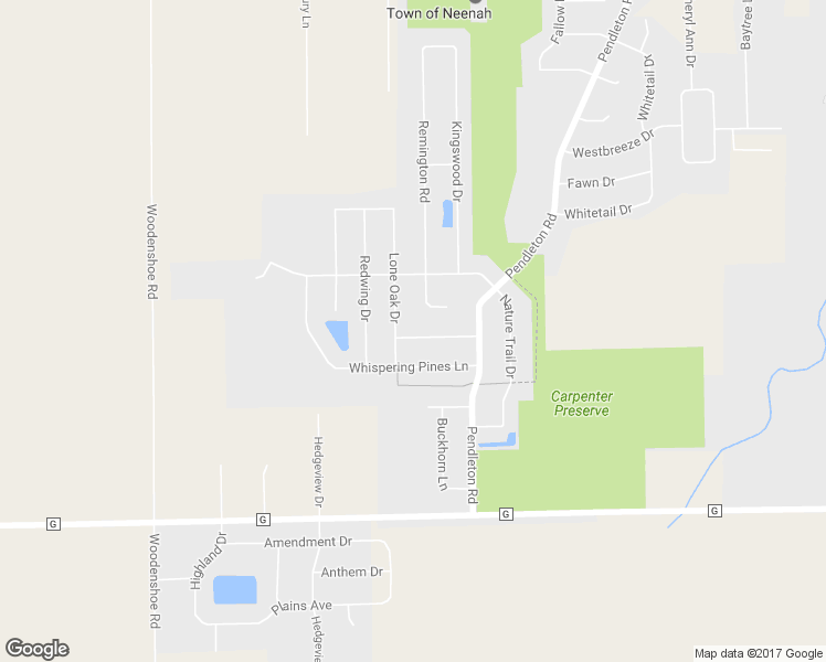 map of restaurants, bars, coffee shops, grocery stores, and more near 1327 Winter Wheat Drive in Neenah