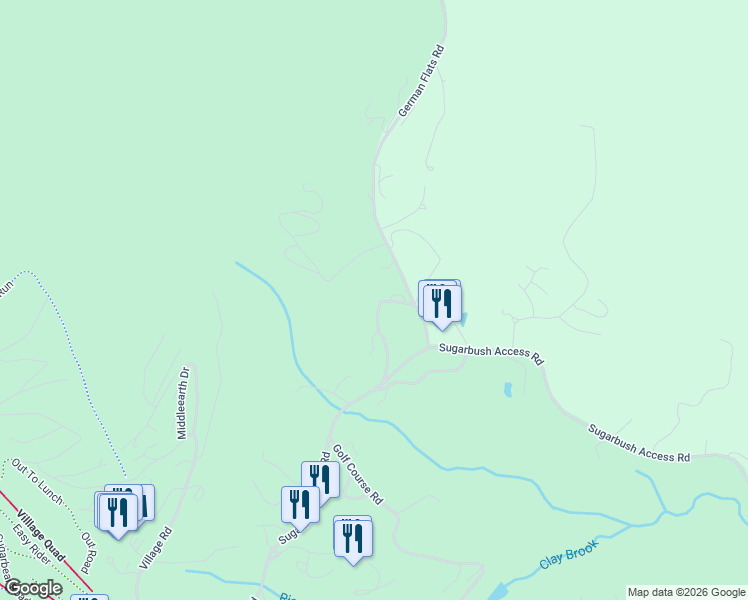 map of restaurants, bars, coffee shops, grocery stores, and more near 167 Club Sugarbush North Road in Warren
