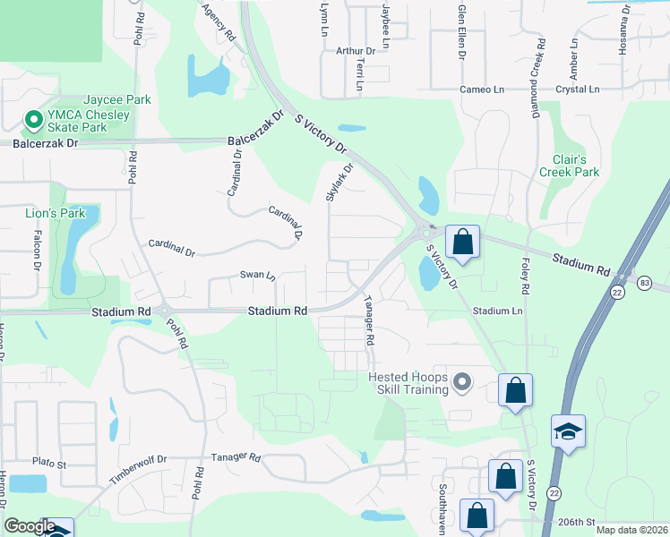map of restaurants, bars, coffee shops, grocery stores, and more near 509 East Skylark Trail in Mankato