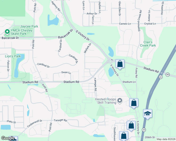map of restaurants, bars, coffee shops, grocery stores, and more near 509 East Skylark Trail in Mankato