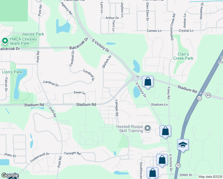 map of restaurants, bars, coffee shops, grocery stores, and more near 509 East Skylark Trail in Mankato