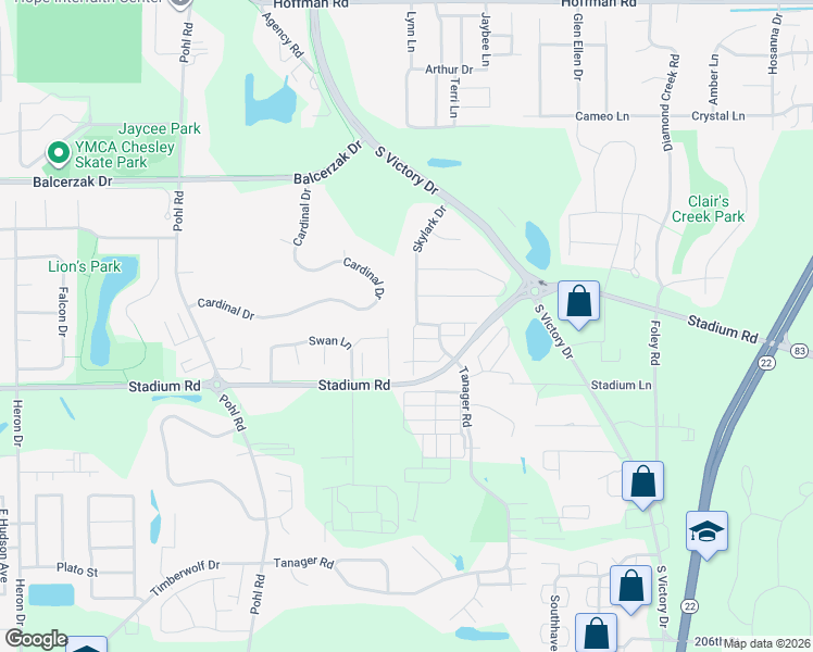 map of restaurants, bars, coffee shops, grocery stores, and more near 308 South Skylark Trail in Mankato