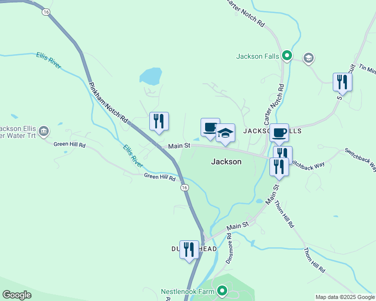 map of restaurants, bars, coffee shops, grocery stores, and more near 5B Fairview Drive in Jackson
