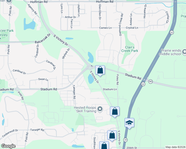 map of restaurants, bars, coffee shops, grocery stores, and more near 1570 Stadium Lane in Mankato