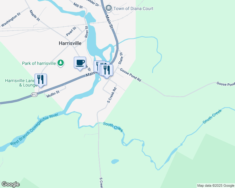 map of restaurants, bars, coffee shops, grocery stores, and more near 14284 S Creek Rd in Harrisville