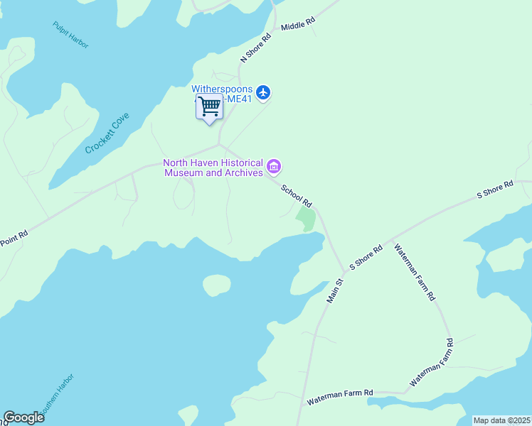 map of restaurants, bars, coffee shops, grocery stores, and more near 83 Pulpit Harbor Road in North Haven