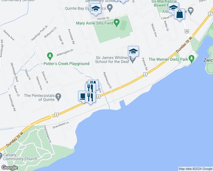 map of restaurants, bars, coffee shops, grocery stores, and more near 10 Applewood Drive in Belleville