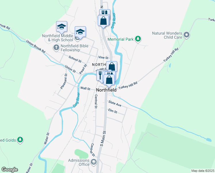 map of restaurants, bars, coffee shops, grocery stores, and more near in Northfield