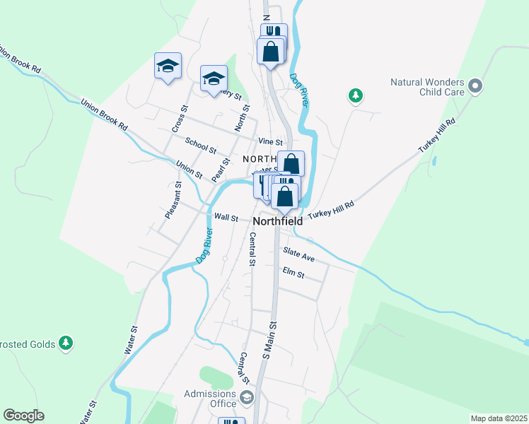 map of restaurants, bars, coffee shops, grocery stores, and more near Depot Square in Northfield