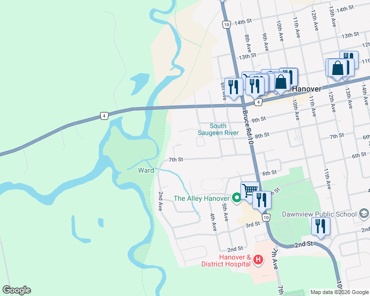 map of restaurants, bars, coffee shops, grocery stores, and more near in Hanover