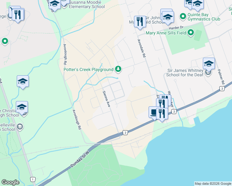 map of restaurants, bars, coffee shops, grocery stores, and more near 5 Mavis Way in Belleville