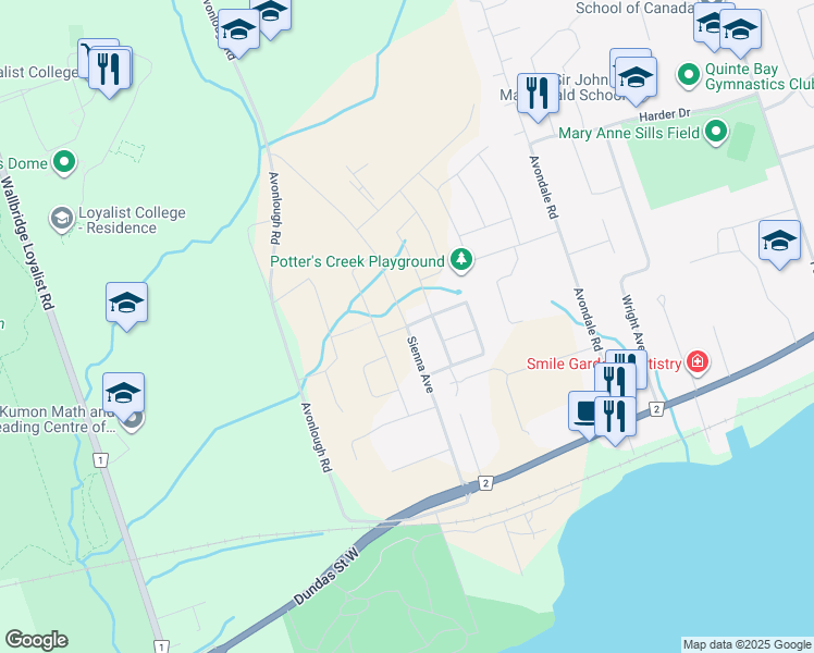 map of restaurants, bars, coffee shops, grocery stores, and more near Sienna Avenue in Belleville