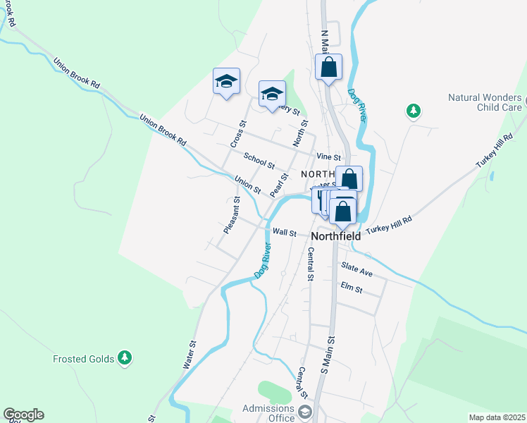 map of restaurants, bars, coffee shops, grocery stores, and more near 276 Water Street in Northfield